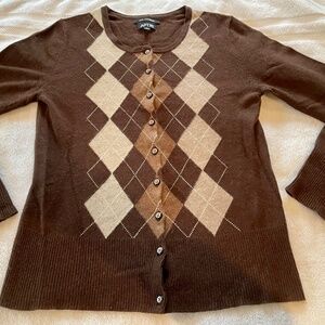 Apt 9 Preppy Cashmere argyle cardigan Y2K